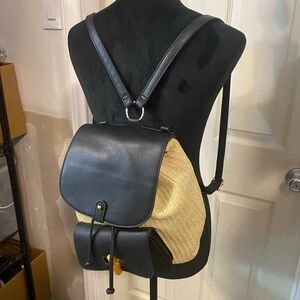 Backpack Purse cream fabric and brown bag women’s